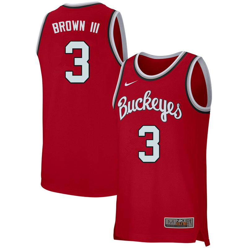 Men #3 Eugene Brown III Ohio State Buckeyes College Basketball Jerseys Sale-Retro Scarlet